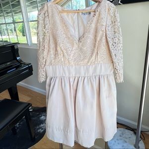 Eliza J Cocktail Dress- Lace Top With Pockets- Dusty Pink . Excellent Cond